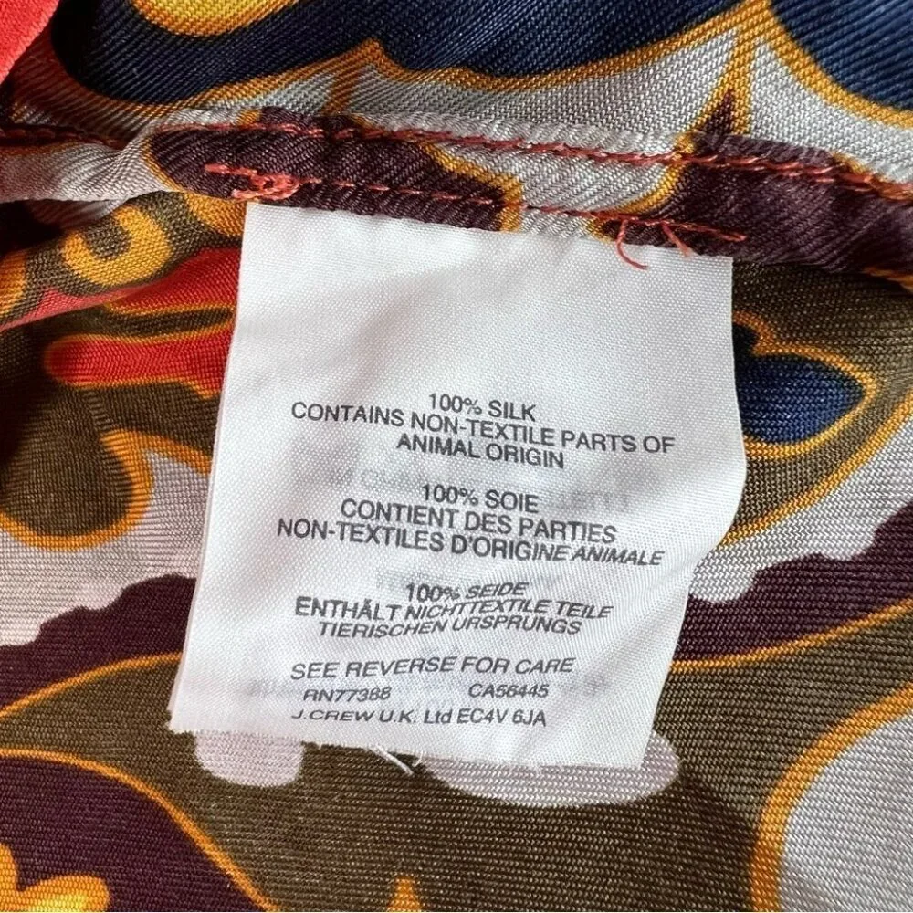 J. Crew tank top button up back ruffle details boho Multicolor Paisley Blouse